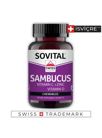 Sovital Sambucus Black Elderberry + Vitamin C + Zinc Food Supplement 30 tablets