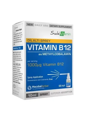 Suda Vitamin B12 Spray 10ml - Einfache Aufnahme &amp; Nerven Gesundheit