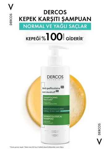 Шампунь Vichy Dercos против перхоти 390 мл - для нормальных и жирных волос