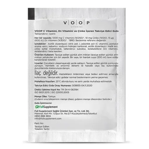 Voop Food Supplement Containing Vitamin C, Zinc And Vitamin D3 20 chassis