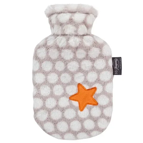 Fashy Covered Children's Hot Water Bottle - Spotted Orange Star 0.8 L