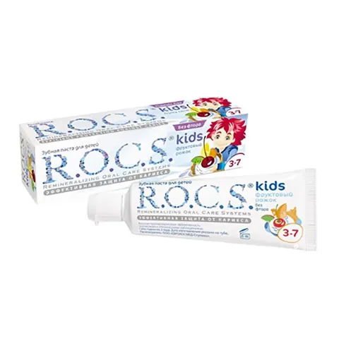 ROCS Kids 3-7 Years Fruity Children's Toothpaste (Fruit Cone) 35ml