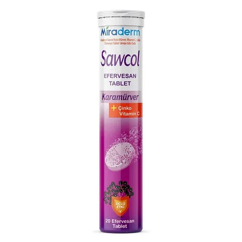 Miraderm Sawcol Black Elderberry + Zinc Vitamin C 20 effervescent Tablets