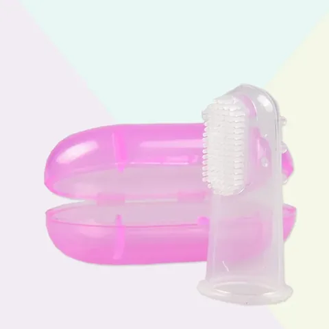 Smiley Baby Silicone Finger Brush - Pink