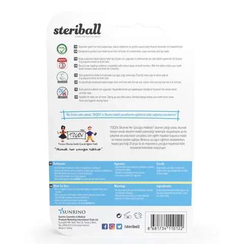 Steriball Hygienic Toothbrush Protective Case - Zebra