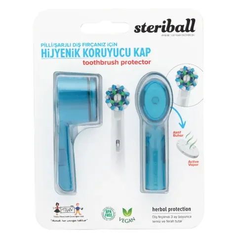 Steriball Hygienic Toothbrush Container for Battery-operated or Rechargeable Toothbrushes - Blue