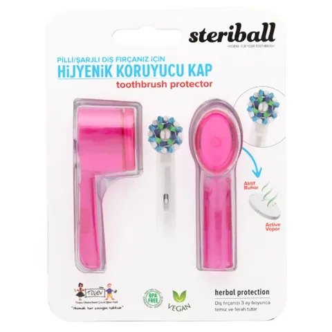 Steriball Hygienic Toothbrush Container for Battery-powered or Rechargeable Toothbrushes - Pink