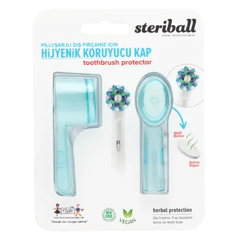 Steriball Hygienic Toothbrush Container for Battery-powered or Rechargeable Toothbrushes - Light Blue
