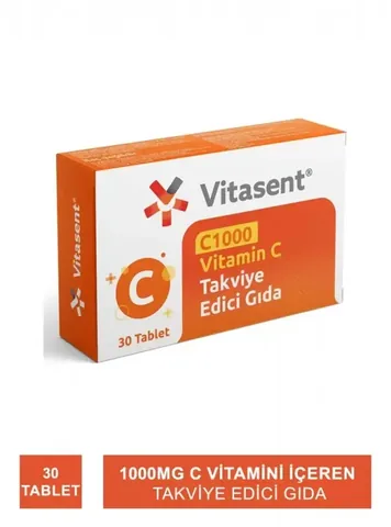 Vitasent C1000 Vitamin C Tabletten - Immunsupport, 30 Stück