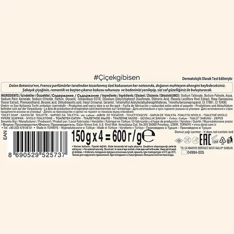 Dalan Botanica Peony Bath And Shower Soap 4 x 150 gr
