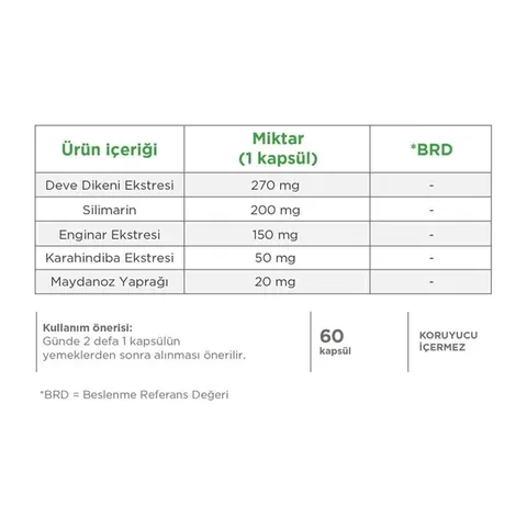 Eczacıbaşı Dynavit Milk Thistle Complex Dietary Supplement 60 Capsules