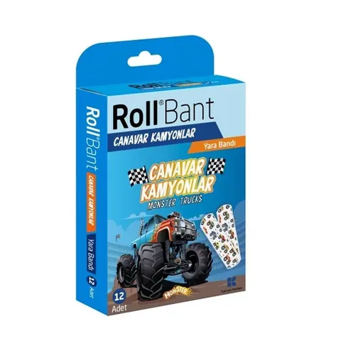 Roll Bant Monster Trucks Figured Adhesive Bandage 12 pcs