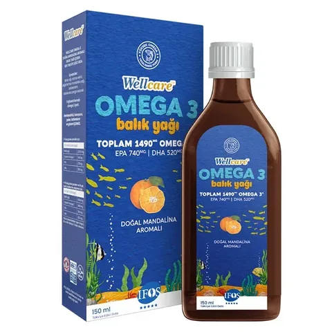 Wellcare Omega 3 Natural Mandarin Flavored Fish Oil 150 ml