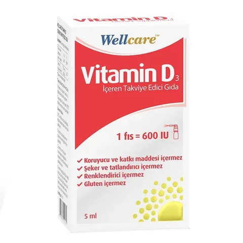 Wellcare Vitamin D3 Containing Food Supplement 5 ml 1 Spray 600 IU