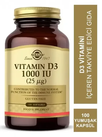 Solgar Vitamin D3 1000 IU (25 µg) 100 Softgel Capsules