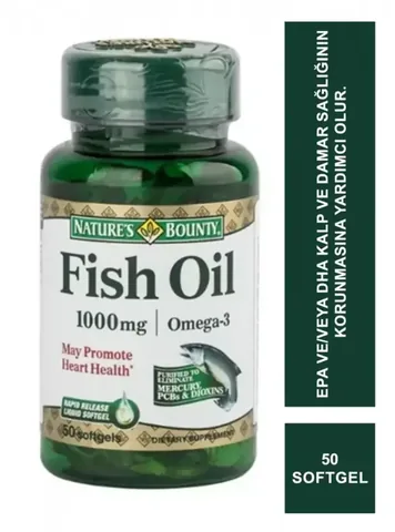 Nature's Bounty Fish Oil 1000 mg Omega 3 food Supplement 50 capsules