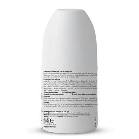 Alls Biocosmetics Organic Prebiotic Roll on Deodorant 75 ml - For Men