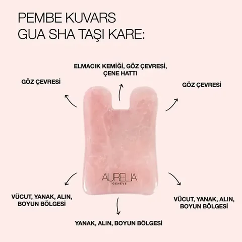 Aurelia Geneve Square-Shaped Gua Sha Stone - Rose Quartz