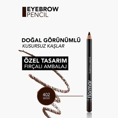 Flormar Natural Look Brush Cover Soft Tip Eyebrow Pencil 1.14 gr - Brown