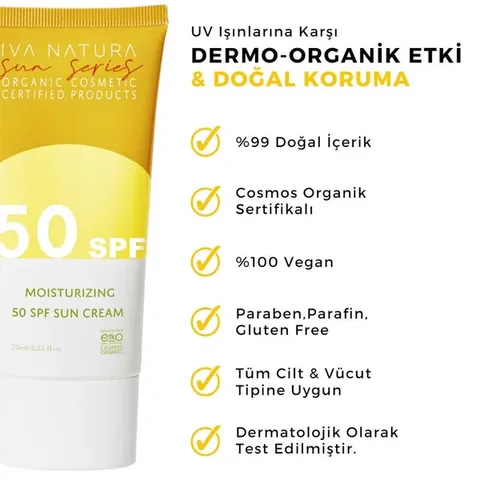 Iva Natura Organic Moisturizing And Protective 50 spf Sun Cream 75 ml
