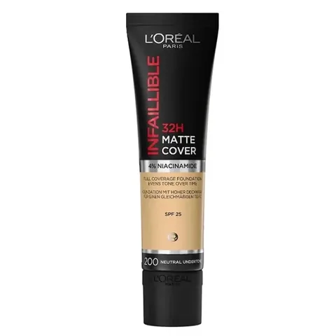 L'Oréal Paris Infaillible 32 h Matte Cover High Coverage Foundation - 200 neutral Undertone 30 ml