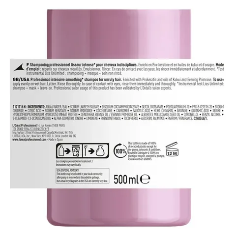 Loreal Professionnel Liss Unlimited Anti-frizz And Intense Softness Shampoo 500 ml