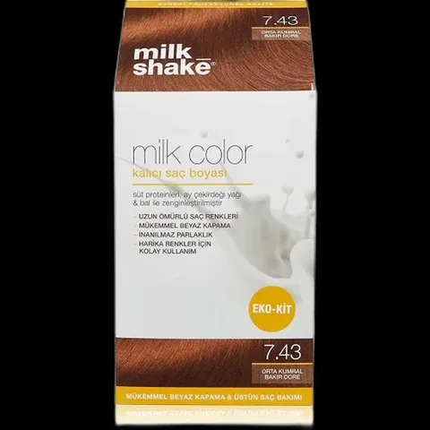 Milk Shake Milk Color Permanent Hair Dye 7.43 - Medium Blonde Copper Dore - Eco Kit