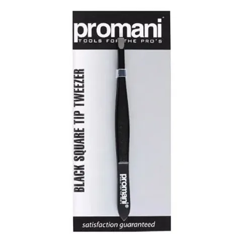 Promani Black Flat Tip Tweezers