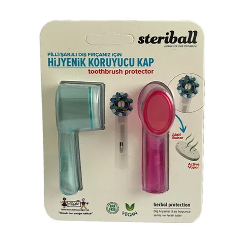 Steriball Hygienic Toothbrush Container for Battery-operated or Rechargeable Toothbrushes - Clear and Pink