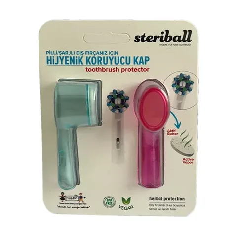 Steriball Hygienic Toothbrush Container for Battery-operated or Rechargeable Toothbrushes - Clear and Pink