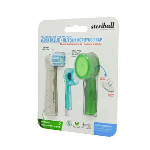 Replacement Head + Hygienic Protective Cap for your Streriball Rechargeable Electric Toothbrush