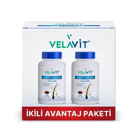 Velavit Phytoglow Hair Nail 120 gel Soft Capsules Double Advantage Package