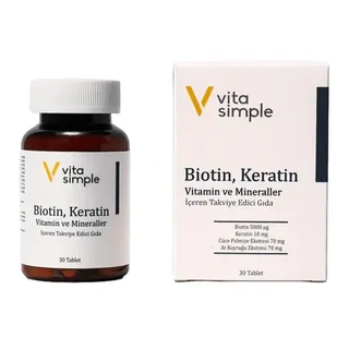 Vita Simple Biotin, Keratin, Vitamins And Minerals Supplementary Food 30 tablets