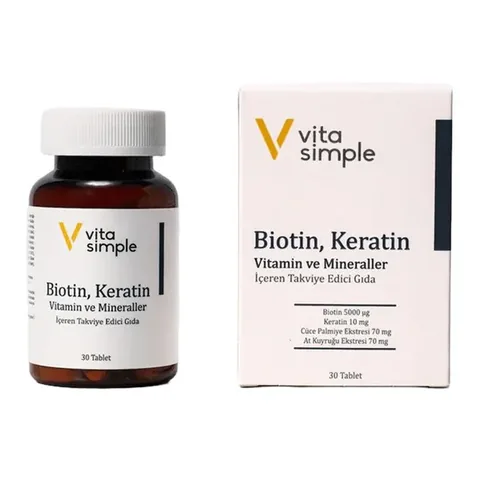 Vita Simple Biotin, Keratin, Vitamins And Minerals Supplementary Food 30 tablets