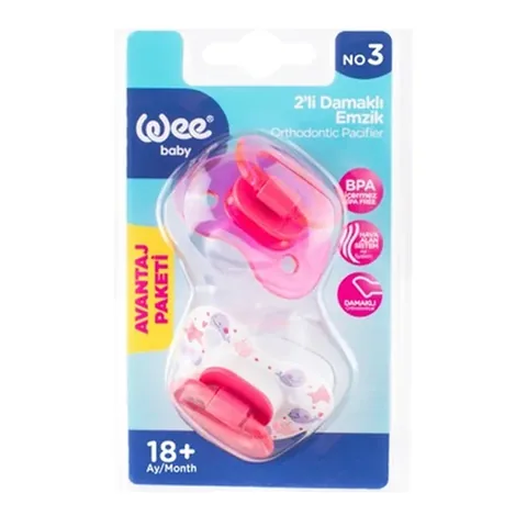 Wee Baby 2-pack Orthodontic Pacifier No3 18+ Months - Pink