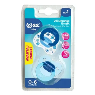 Wee Baby 2-Pack Orthodontic Pacifier No1 0-6 Months - Blue