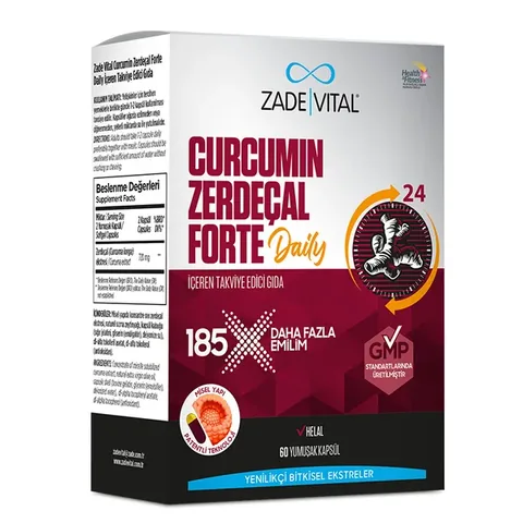 Zade Vital Curcumin Turmeric Forte Daily 60 Soft Capsules