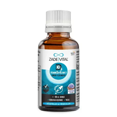 Zade Vital Vitamin D3K2 and Flaxseed Containing Drops 20 ml