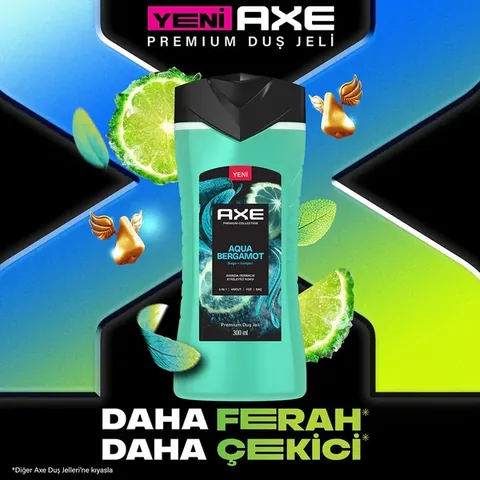 Axe Premium Collection Shower Gel Aqua Bergamot 3 in 1 body Hair Face 300 ml