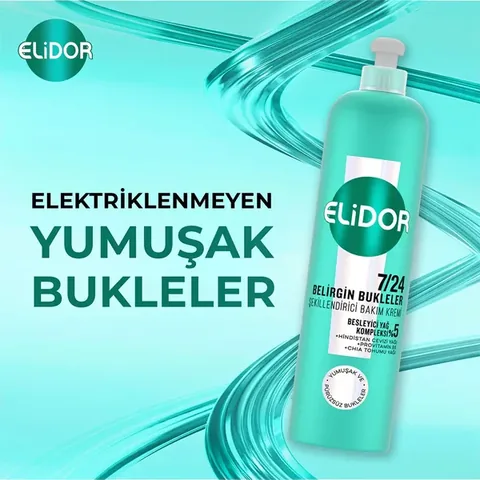 Elidor 7/24 styling Hair Care Cream Definite Curls Wavy And Curly Hair 240 ml