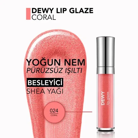 Flormar Dewy Lip Glaze Lip Gloss 024 coral