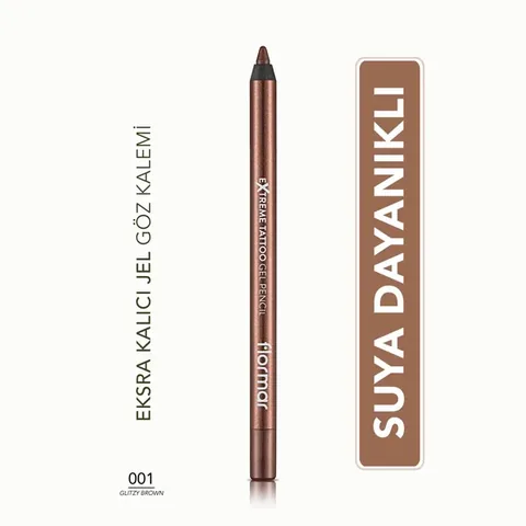 Flormar Extreme Tattoo Extra Permanent Glitter Gel Eyeliner 001 glitzy Brown