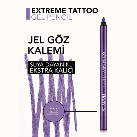 Flormar Extreme Tattoo Extra Permanent Glitter Gel Eyeliner 011 purple Blaze
