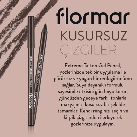 Flormar Extreme Tattoo Extra Permanent Matte Gel Eyeliner 002 walnut