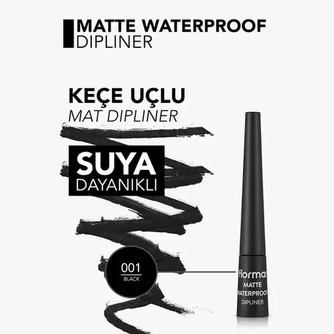 Flormar Matte Waterproof Intense Pigmented And Matte Finish Dipliner 001 black