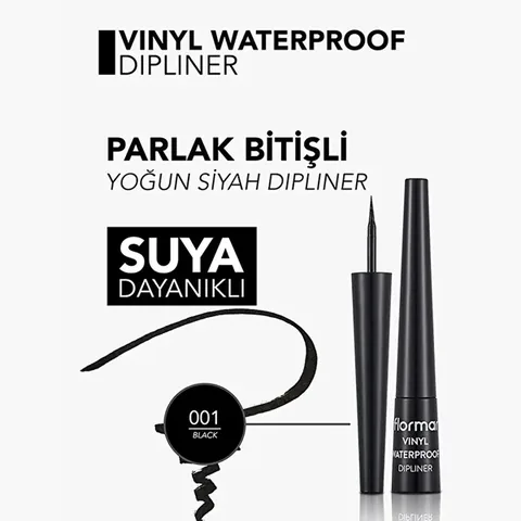 Flormar Vinyl Waterproof Intense Pigment And Shiny Finish Dipliner 001 black