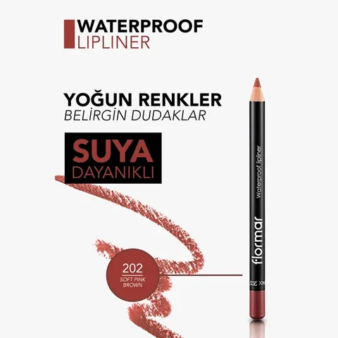 Flormar Waterproof And Intensely Pigmented Matte Lip Pencil 202 soft Pink Brown