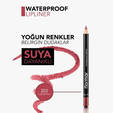 Flormar Waterproof And Intensely Pigmented Matte Lip Pencil 203 subdued Pink