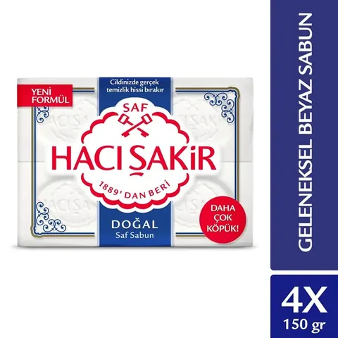 Hacı Şakir حاجي شاكر صابون أبيض طبيعي 4 × 150 جرام