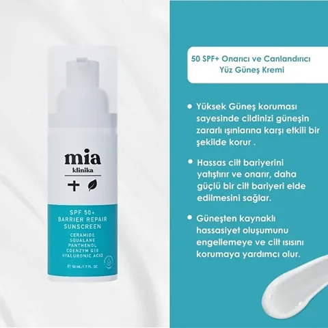 Mia Klinika Spf 50+ Barrier Repair Sunscreen Face Sun Cream 50 ml